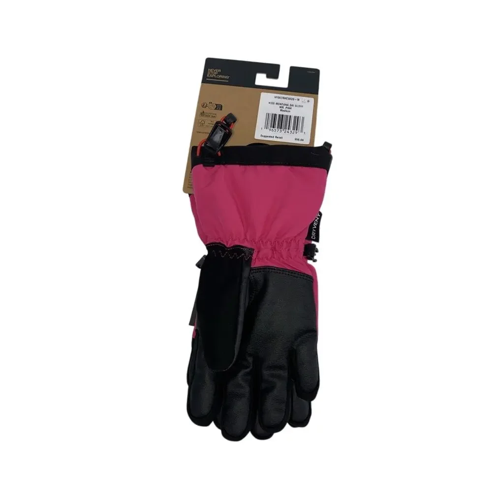 The North Face Kids Montana Ski Glove Mr Pink Sz Medium NWT Warmest Dryvent Etip